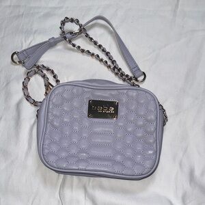 bebe Quilted Lavender Crossbody with Gold Chain Accent